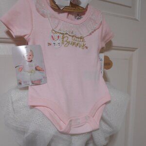 BABY ESSENTIALS NEW SZ 6 MONTHS CUTEST LITTLE BUNNY PINK 4PC OUTFIT SET TUTU 👶